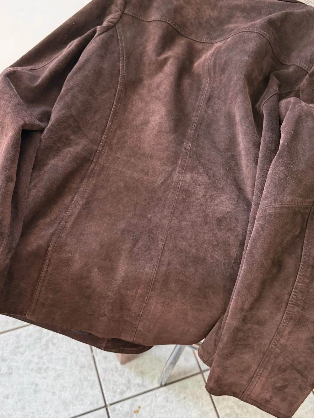 Vintage Y2K Bagatelle Brown Suede Leather Blazer Jacket Size 8. - Picture 11 of 14